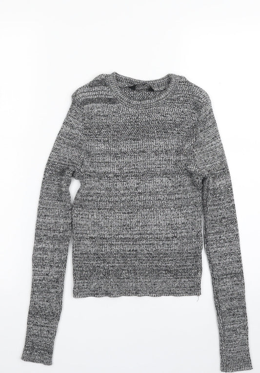 New Look Girls Grey Crew Neck  Acrylic Pullover Jumper Size 12 Years  Pullover