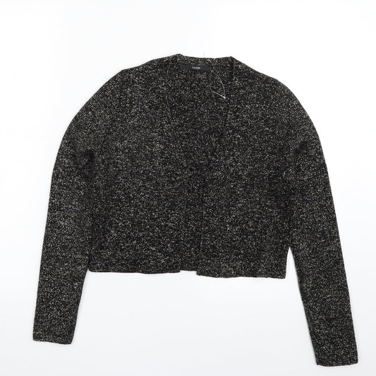 George Girls Black V-Neck  Acrylic Cardigan Jumper Size 11-12 Years  Tie