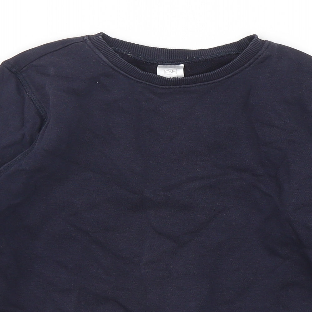 F&F Boys Blue  Cotton Pullover Sweatshirt Size 9-10 Years  Pullover