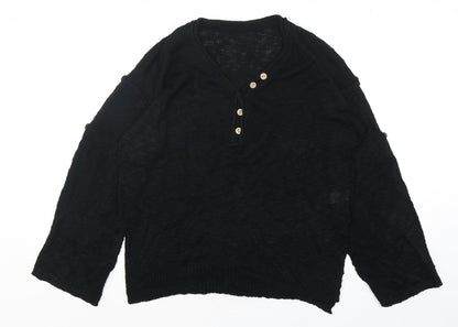 Preworn Womens Black V-Neck  Acrylic Pullover Jumper Size M