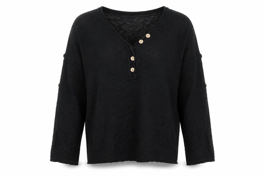 Preworn Womens Black V-Neck  Acrylic Pullover Jumper Size M