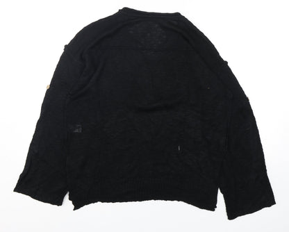 Preworn Womens Black V-Neck  Acrylic Pullover Jumper Size M