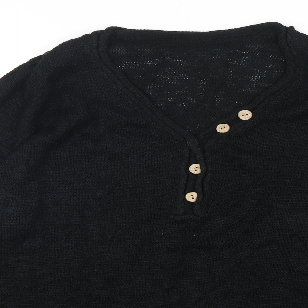 Preworn Womens Black V-Neck  Acrylic Pullover Jumper Size M