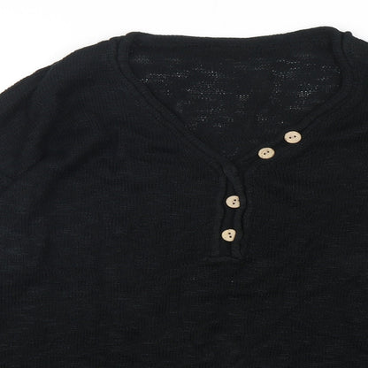 Preworn Womens Black V-Neck  Acrylic Pullover Jumper Size M