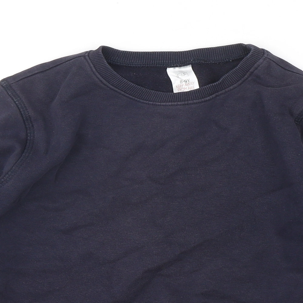 F&F Boys Blue  Cotton Pullover Sweatshirt Size 8-9 Years  Pullover