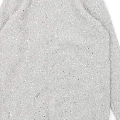 M&Co Womens Grey Round Neck  Nylon Pullover Jumper Size 8