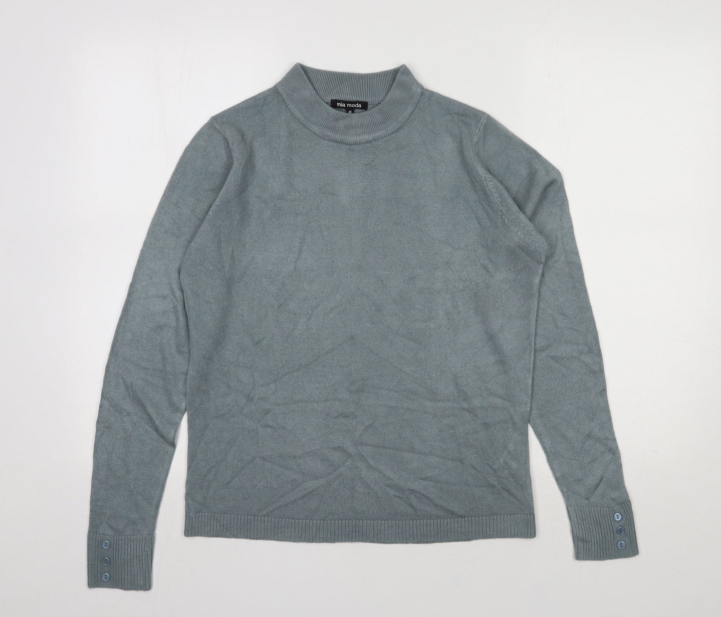 Mia Moda Womens Grey Round Neck  Acrylic Pullover Jumper Size M