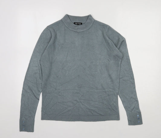 Mia Moda Womens Grey Round Neck  Acrylic Pullover Jumper Size M