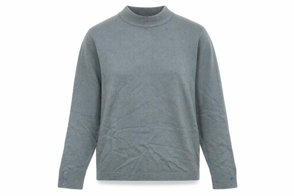 Mia Moda Womens Grey Round Neck  Acrylic Pullover Jumper Size M