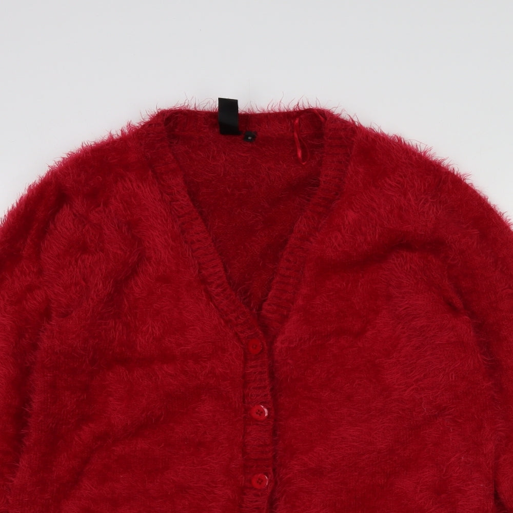 Geena Womens Red Round Neck  Polyimide Pullover Jumper Size S