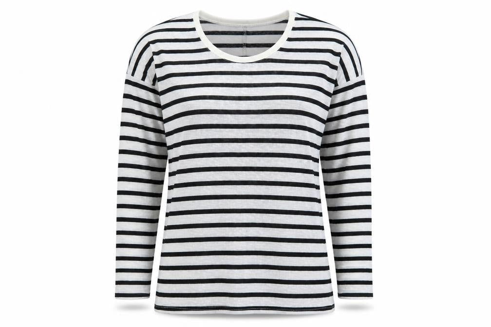 b.young Womens Multicoloured Scoop Neck Striped Polyester Pullover Jumper Size M