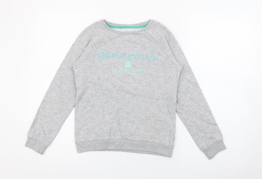 Okaidi Girls Grey Geometric Cotton Pullover Sweatshirt Size 10 Years