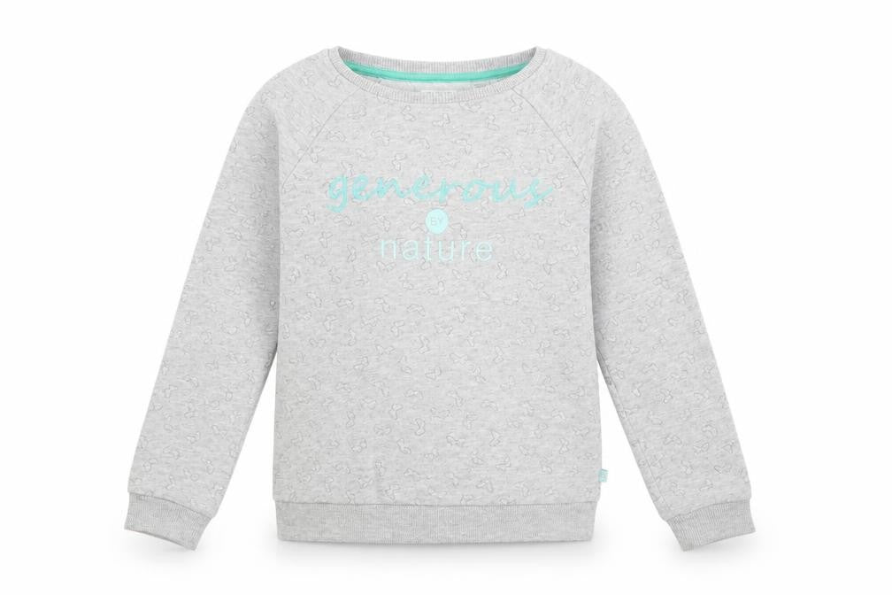 Okaidi Girls Grey Geometric Cotton Pullover Sweatshirt Size 10 Years