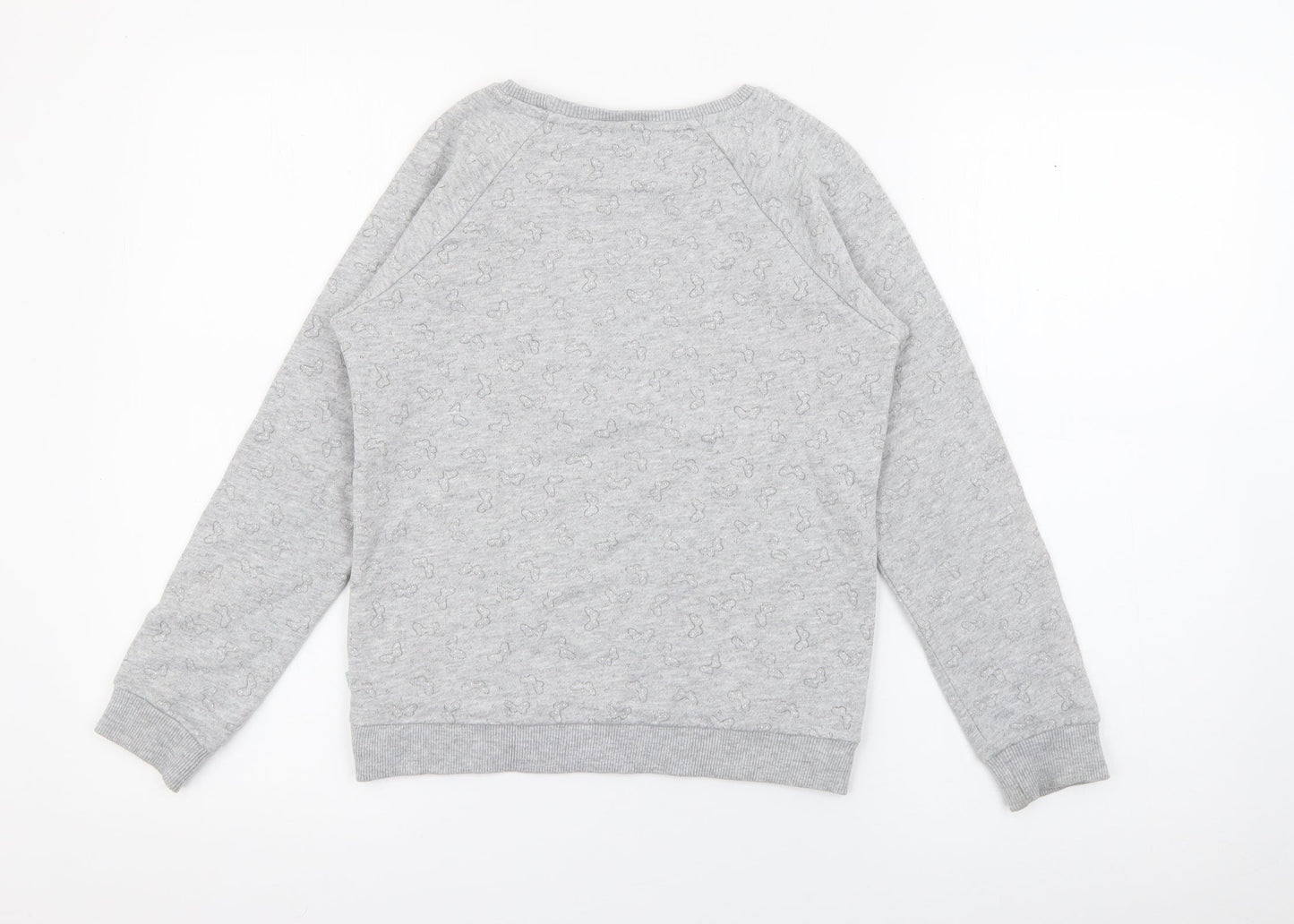 Okaidi Girls Grey Geometric Cotton Pullover Sweatshirt Size 10 Years