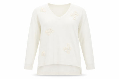 Next Womens White V-Neck  Viscose Pullover Jumper Size 12