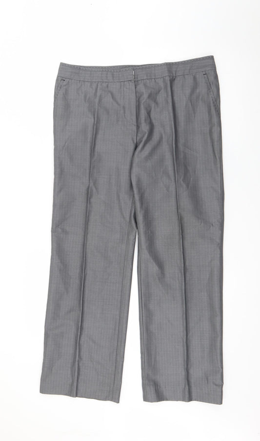 Gerard Darel Womens Grey Striped Polyester Trousers  Size 14 L26 in Regular Zip
