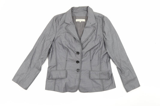 Gerard Darel Womens Green Striped Polyester Jacket Blazer Size 14