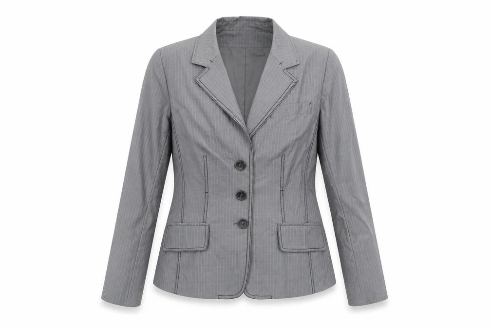 Gerard Darel Womens Green Striped Polyester Jacket Blazer Size 14