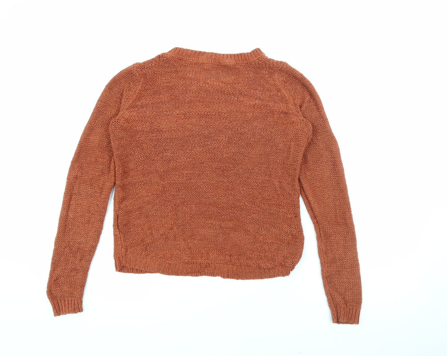 Only Womens Brown Boat Neck  Acrylic Pullover Jumper Size S