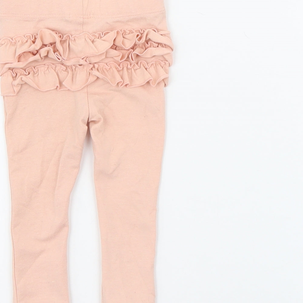 Preworn1 Girls Pink  Cotton Pedal Pusher Leggings Size 3-6 Months