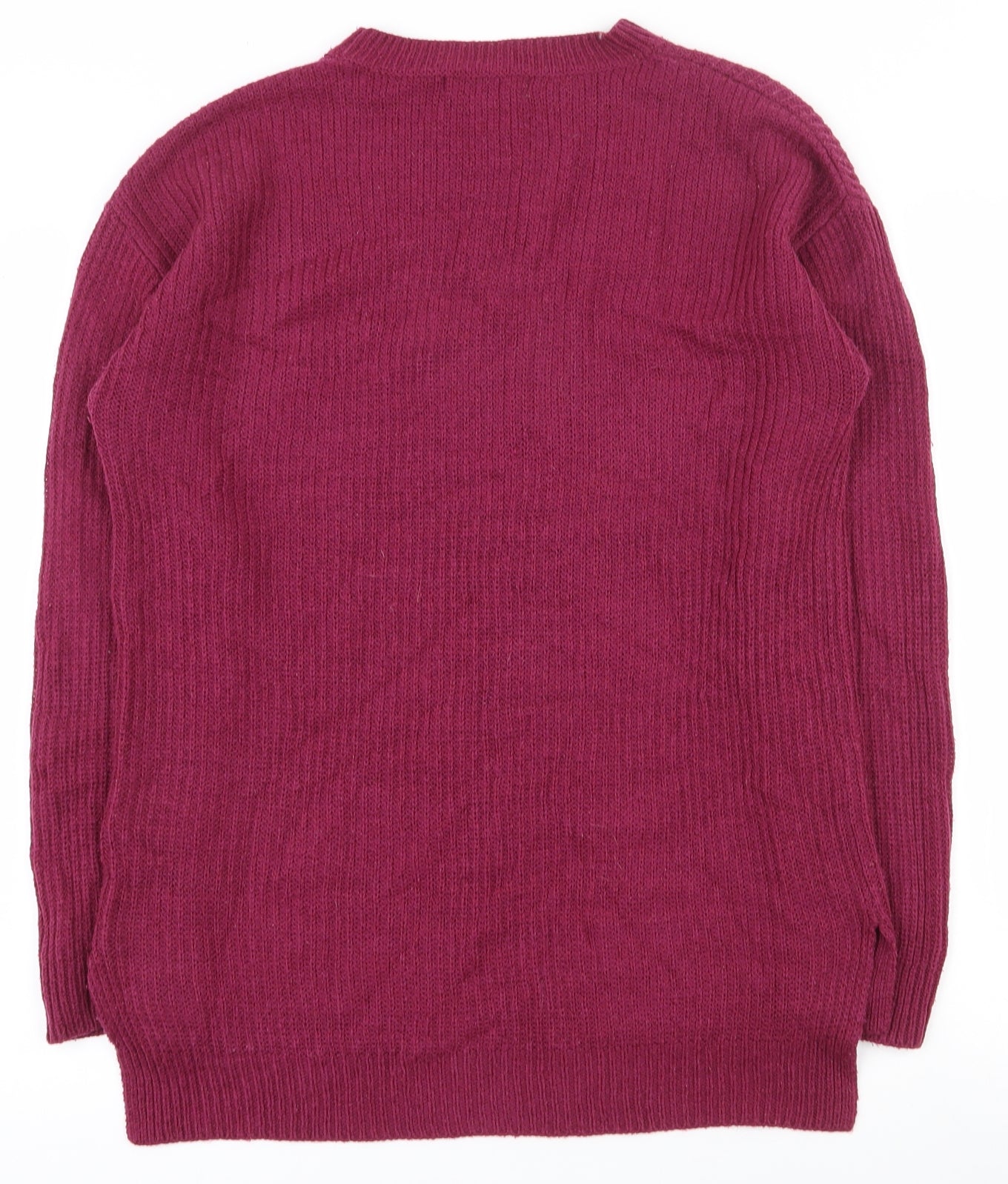 Peacocks Womens Purple Crew Neck  Acrylic Pullover Jumper Size S