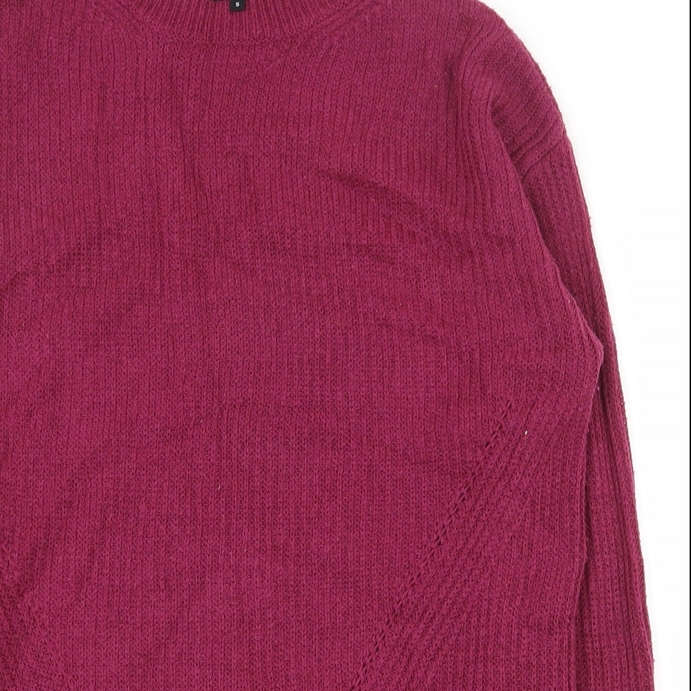 Peacocks Womens Purple Crew Neck  Acrylic Pullover Jumper Size S