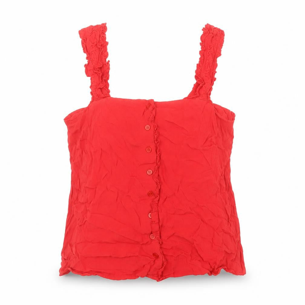 Topshop Womens Red  Viscose Basic Blouse Size 14 Square Neck