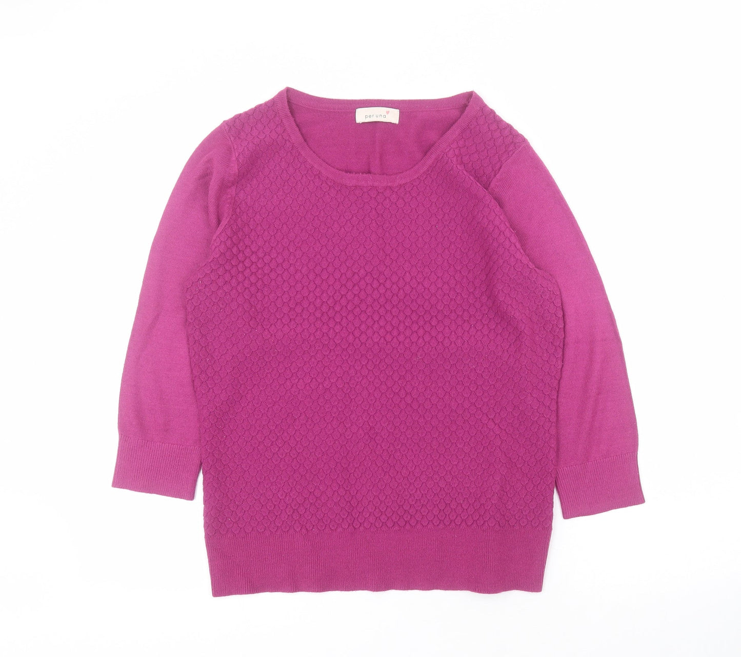 Marks and Spencer Womens Purple Round Neck  Acrylic Pullover Jumper Size 12