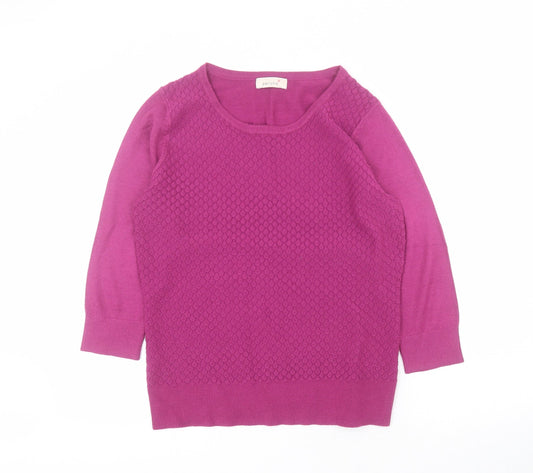 Marks and Spencer Womens Purple Round Neck  Acrylic Pullover Jumper Size 12