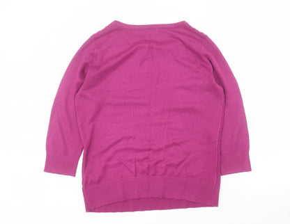 Preloved Marks and Spencer Womens Purple Round Neck  Acrylic Pullover Jumper Size 12 - Back