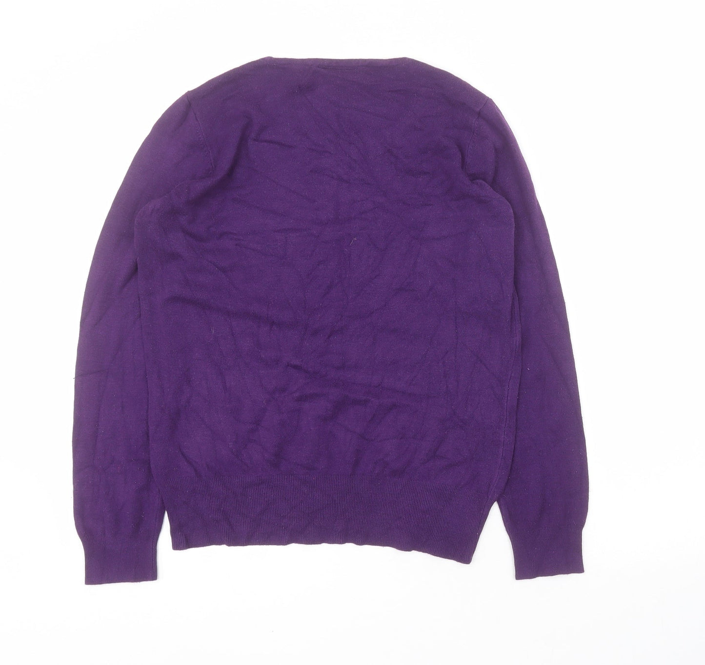 Wallis Womens Purple Round Neck  Viscose Pullover Jumper Size 12