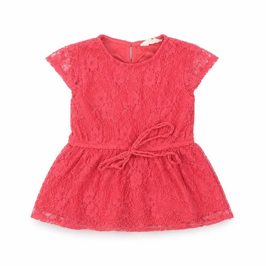 Easy Buy Girls Red  Nylon Pullover Blouse Size 2-3 Years Round Neck Pullover