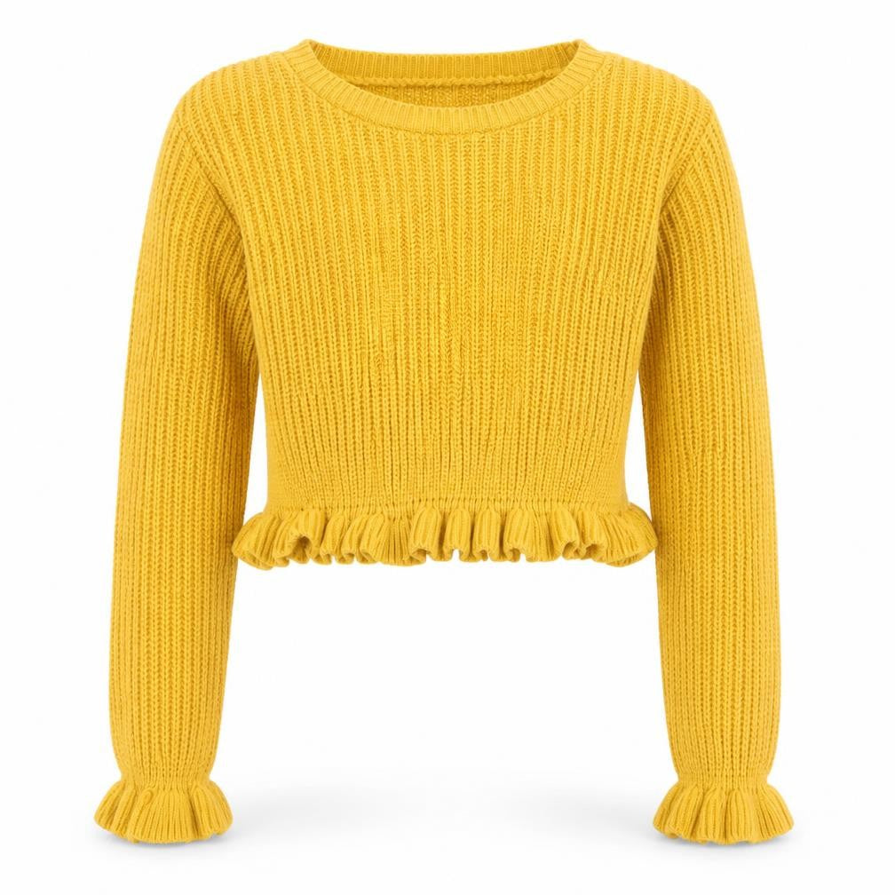 Select Girls Yellow Round Neck  Acrylic Pullover Jumper Size 12-13 Years  Pullover