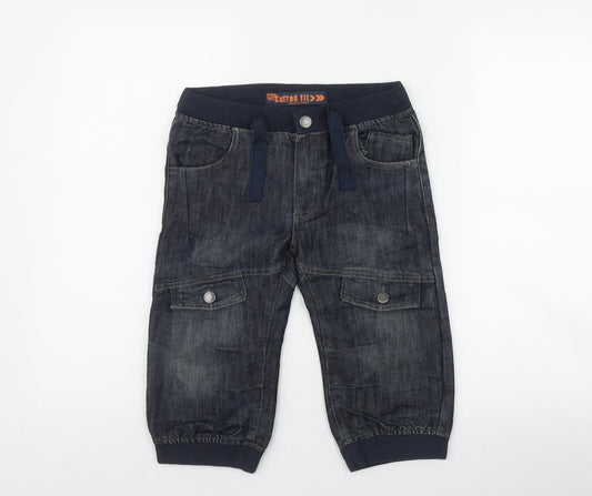Denim & Co  Boys Blue  Cotton Utility Shorts Size 6-7 Years  Regular Zip