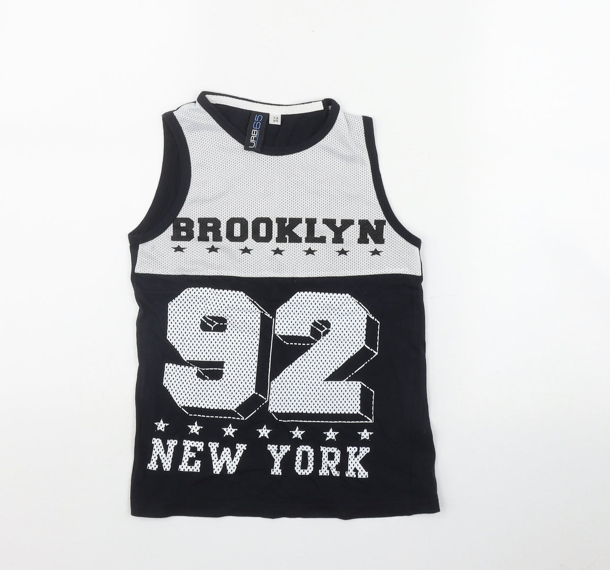 URB Boys Black  Cotton Basic Tank Size 7-8 Years Scoop Neck Pullover