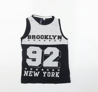 URB Boys Black  Cotton Basic Tank Size 7-8 Years Scoop Neck Pullover