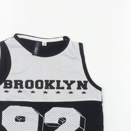 URB Boys Black  Cotton Basic Tank Size 7-8 Years Scoop Neck Pullover