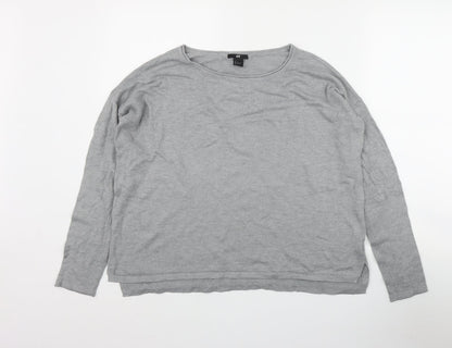 H&M Womens Grey Round Neck  Polyamide Pullover Jumper Size M