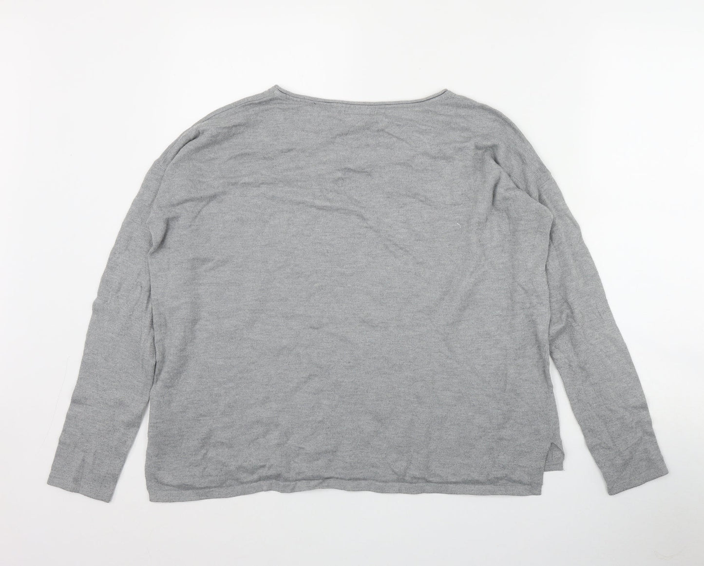 H&M Womens Grey Round Neck  Polyamide Pullover Jumper Size M