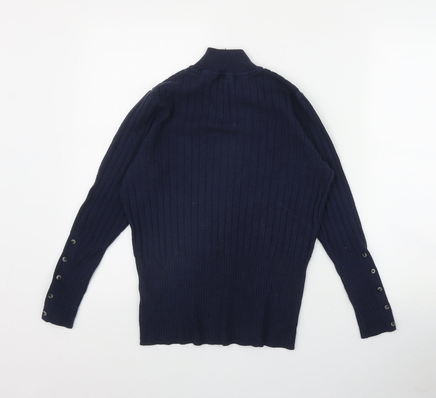 Marks and Spencer Womens Blue Mock Neck  Viscose Pullover Jumper Size 14