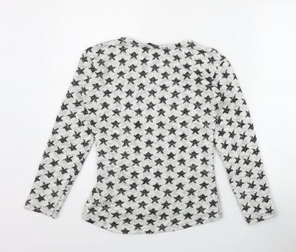 Preloved Dem-ro Womens Silver Round Neck Geometric Acrylic Pullover Jumper Size S - Back