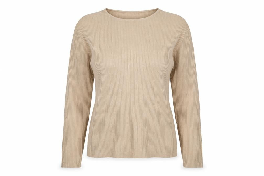 Bonmarché Womens Beige Round Neck Acrylic Pullover Jumper Size M