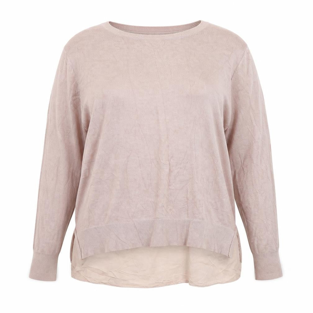 Indigo Womens Pink Round Neck  Cotton Pullover Jumper Size 18