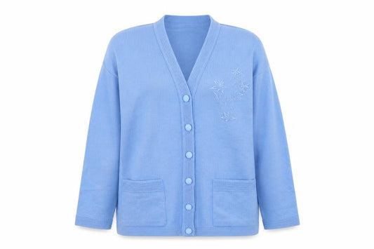 Care Womens Blue V-Neck  Polyester Cardigan Jumper Size L