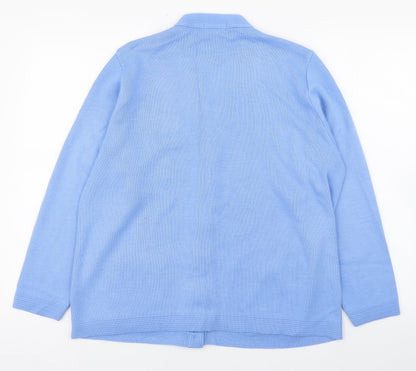 Care Womens Blue V-Neck  Polyester Cardigan Jumper Size L