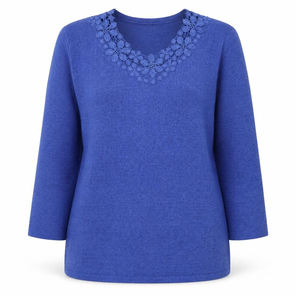 Bonmarché Womens Blue Scoop Neck Acrylic Pullover Jumper Size S