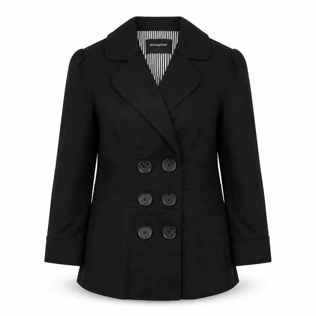 Primark Womens Black   Military Jacket Coat Size 10  Button