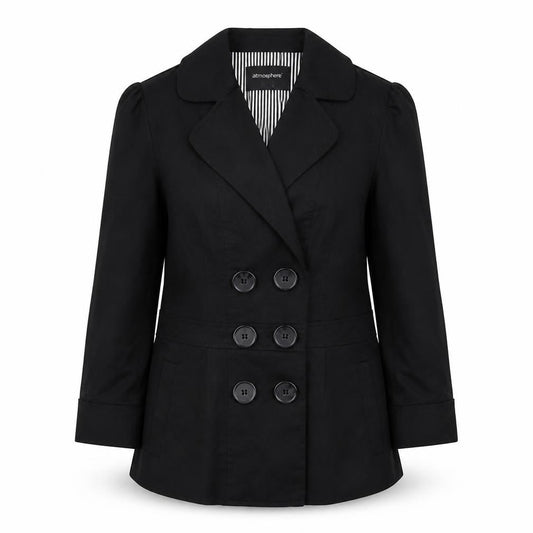 Primark Womens Black   Military Jacket Coat Size 10  Button