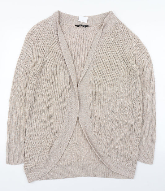 Select Womens Beige V-Neck  Polyester Cardigan Jumper Size S