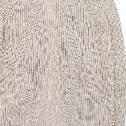 Select Womens Beige V-Neck  Polyester Cardigan Jumper Size S